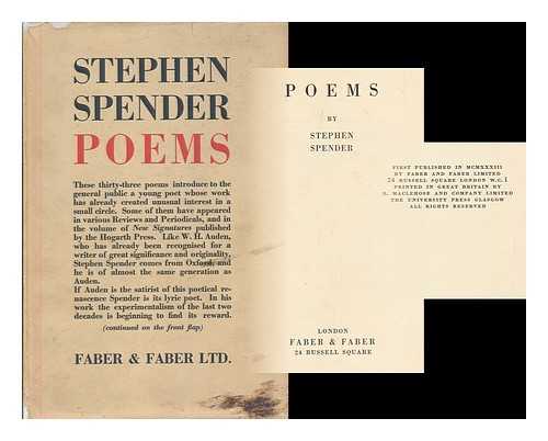 SPENDER, STEPHEN (1909-1995). HALL, DONALD (1928-) (EDITORS) - Poems