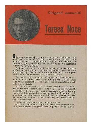 COMMISSIONE PROPAGANDA DEL P.C.I. - Teresa Noce : dirigenti Comunisti