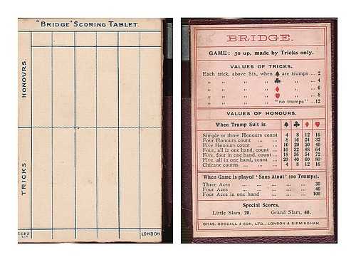 GOODALL, CHARLES, & SON (PUBLISHERS) - Bridge scoring tablet [Charles Goodall & Son]