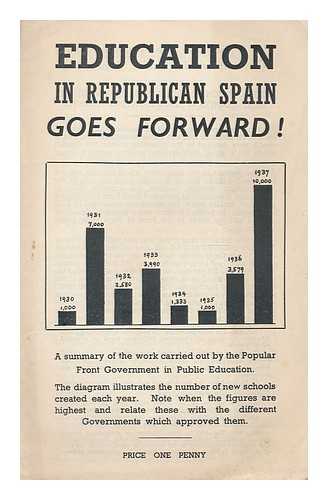 Popular Front Government in Public Education - Education in Republican Spain goes forward : a summary of the work carried out by the Popular Front Government in public education