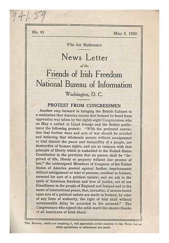 FRIENDS OF IRISH FREEDOM - News Letter ; No. 45, May 8, 1920
