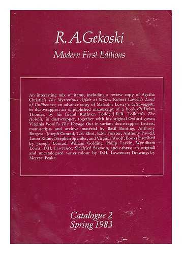 GEKOSKI - R. A. Gekoski : Modern first editions ; Catalogue 2, Autumn 1983