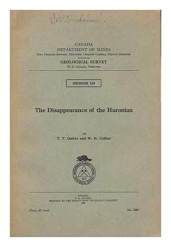 QUIRKE, TERENCE THOMAS (1886-1947). COLLINS, WILLIAM HENRY (1878-1937) - The disappearance of the Huronian