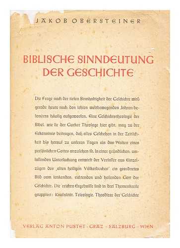 OBERSTEINER, JAKOB - Biblische sinndeutung der geschichte