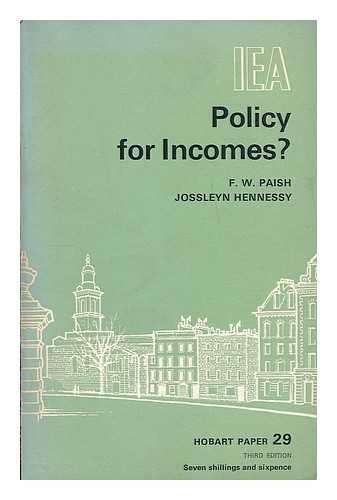 INSTITUTE OF ECONOMIC AFFAIRS (GREAT BRITAIN) - Policy for incomes?
