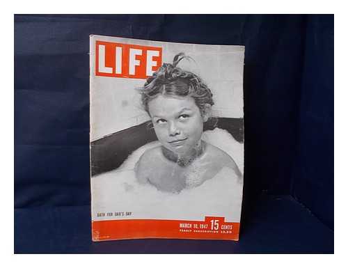 LIFE MAGAZINE - LIFE magazine : vol. 22, no. 10 - March 10, 1947 [Cover story: Bath for dad's day]