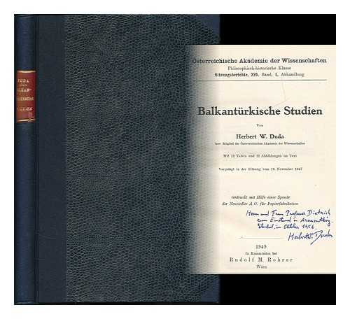 DUDA, HERBERT W. - Balkanturkische Studien