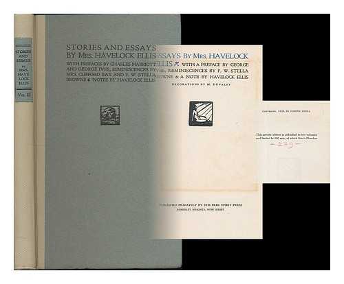 ELLIS, EDITH MARY OLDHAM (LEES), (1861-1916) - Essays by Mrs. Havelock Ellis / with a preface by George Ives, reminiscences by F. W. Stella Browne, & a note by Havelock Ellis [volume 2 only]