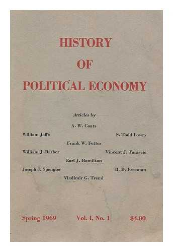 VARIOUS - History of political economy, Spring 1969 Vol. I, No.1