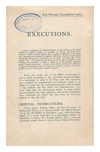 NATIONAL COUNCIL FOR THE ABOLITION OF THE DEATH PENALTY - Executions