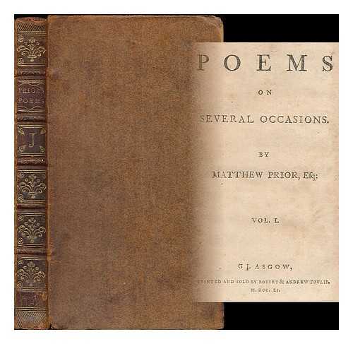 PRIOR, MATTHEW (1664-1721) - Poems on several occasions