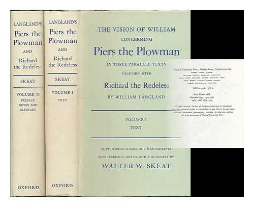 LANGLAND, WILLIAM (1330?-1400?). GOODRIDGE, JONATHAN FRANCIS (1924-) - The vision of William concerning Piers the Plowman : in three parallel texts together with Richard the Redeless