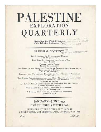 Palestine Exploration Fund - Palestine exploration quarterly : January - June 1973