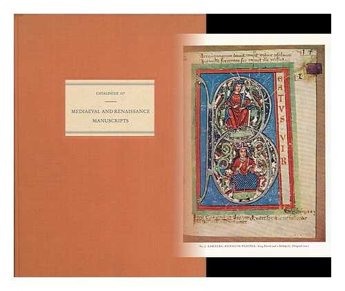 KRAUS, H. P. (NEW YORK) - Catalogue 117: Mediaeval and Renaissance Manuscripts, selected for the beauty of their illumination and the significance of their texts, to which are added a number of single leaves and documents and a very fine cuir gisele binding