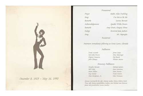 DAVIS, SAMMY, JR. (1925-1990) - Sammy Davis, Jr. December 8, 1925 - May 16, 1990 [Funeral service programme]