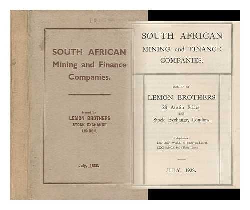 LEMON BROTHERS (FIRM) - South African mining and finance companies / issued by Lemon Brothers