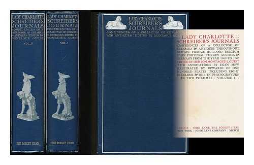 SCHREIBER, CHARLOTTE, LADY (1812-1895) - Lady Charlotte Schreiber's Journals : confidences of a collector of ceramics and antiques throughout Britain, France, Holland, Belgium, Spain, Portugal, Turkey, Austria and Germany from the year 1869 to 1885 [complete in 2 volumes]  edited by her son, Montague J. Guest ; with annotations by Egan Mew