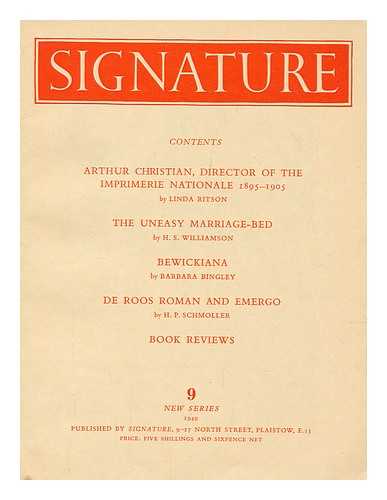 SIMON, OLIVER (1895-1956) - Signature : a quadrimestrial of typography and graphic arts / edited by Oliver Simon. New Series No. 9 - 1949