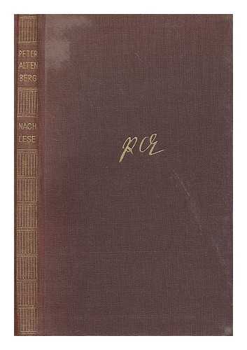 ALTENBERG, PETER (1859-1919) - Nachlese / Peter Altenberg