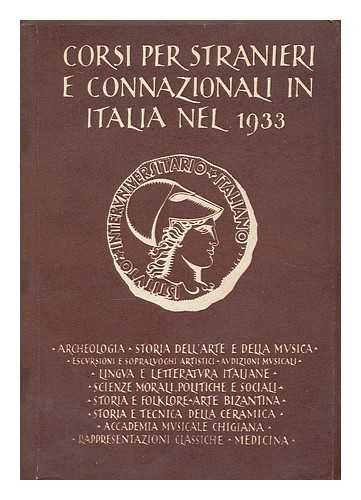 INTERUNIVERSITARIO ITALIANO - Corsi di lingua e cultura Italiana per Stranieri in Italia nel 1933