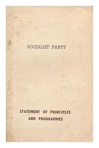 SOCIALIST PARTY (INDIA) - Statement of principles / Socialist Party