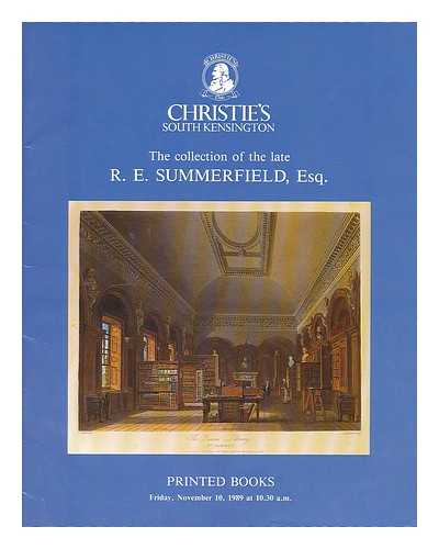 TREGEAR, V. A. GORDON. CHRISTIE, MANSON AND WOODS - Printed books. The Summerfield Collection. The propety of the late R. E. Summerfield Esq. sold by order of the executors for sale at auction Friday, November 10, 1989 at 10.30 a.m.