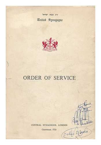 UNITED SYNAGOGUE (LONDON) - Order of Service
