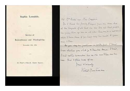 MARTINEAU, VIOLET. LONSDALE, SOPHIA. LEAGUE TO ABOLISH POVERTY - Violet Martineau, Sophia Lonsdale and the League to Abolish Poverty : small archive of items [Manuscript Letters and pamphlets]