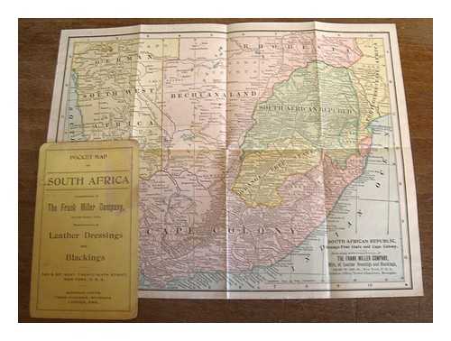 MILLER, FRANK [PUBLISHER] - Pocket map of South Africa : South African Republic, Orange Free State and Cape Colony [vintage map, colour, circa 1900]