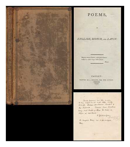 GRAHAME, JAMES (1765-1811) - Poems, in English, Scotch, and Latin