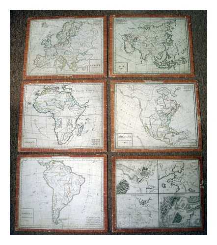 UNKNOWN - Six vintage colour maps mounted on boards. ca. early 1800s. Language: French