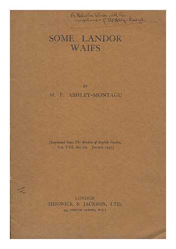 ASHLEY-MONTAGU, M. F. - Some Landor waifs