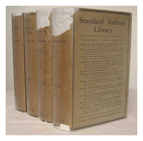 PEPYS, SAMUEL (1633-1703). BRAYBROOKE, RICHARD GRIFFIN BARON - Diary and correspondence of Samuel Pepys, F. R. S., secretary to the admiralty in the reigns of Charles II. and James II. With a life and notes by Richard Lord Braybrooke. A verbatim reprint of the edition of 1848-1849 with a copious index - In 4 Volumes