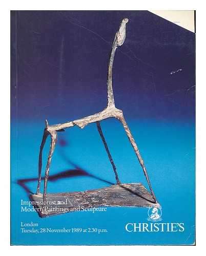 CHRISTIE'S, LONDON - Impressionist and modern paintings and sculpture : London, Tuesday 28 November 1989. [auction catalogue]