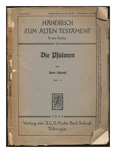 SCHMIDT, HANS (1877-1953) - Die Psalmen