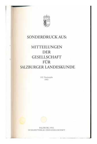 IM SELBSTVERLAG DER GESELLSCHAFT - Sonderdruck Aus: Mitteilungen der Gesellschaft fur Salzburger Landeskunde