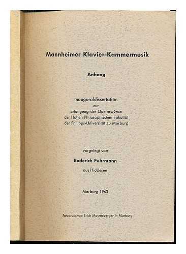 FUHRMANN, RODERICH (1929-) - Mannheimer Klavier-Kammermusik