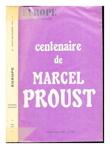 EUROPE; REVUE MENSUELLE - Centenaire de Marcel Proust