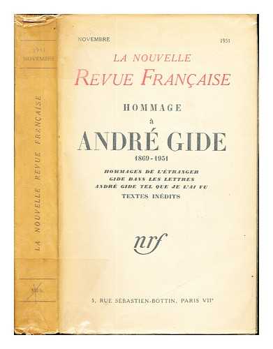 NOUVELLE, REVUE FRANAISE. GIDE, ANDR (1869-1951) - Hommage  Andr Gide