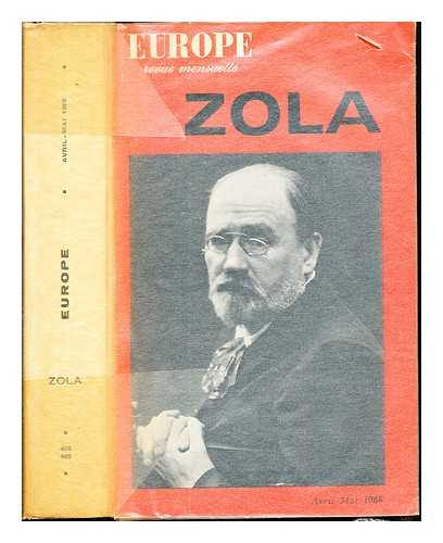 EUROPE REVUE MENSUELLE - Zola. Europe revue mensuelle. Avril-Mai 1968