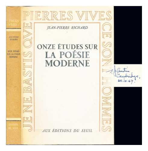 RICHARD, JEAN-PIERRE (1922-) - Onze tudes sur la posie moderne