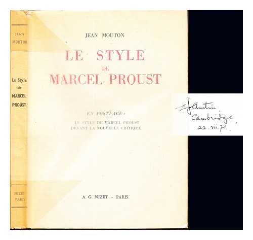 MOUTON, JEAN (1899-1995) - Le style de Marcel Proust