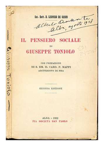 DE GOBBI, LEONIDA - Il pensiero sociale di Giuseppe Toniolo