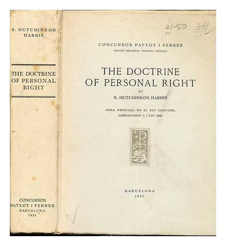 HARRIS, S. HUTCHINSON - The doctrine of the personal right
