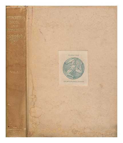 BIBLIOPHILE SOCIETY (BOSTON, MASSACHUSETTS) - The Idylls and Epigrams of Theocritus, Bion and Moschus ... Edited by Henry Aiken Metcalf, with an introduction by William Cranston Lawton. [With plates.] - Volume 1