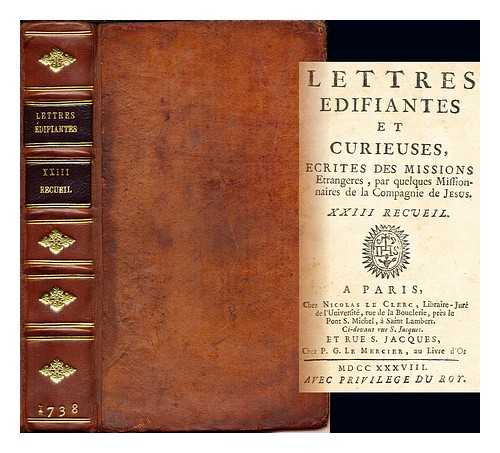 JESUITS LETTERS FROM MISSIONS - Lettres difiantes et curieuses, crites des missions trangres: XXIII Recueil