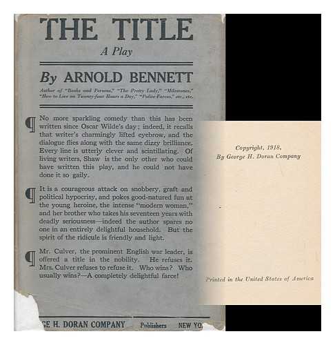 BENNETT, ARNOLD - The Title - a Comedy in Three Acts
