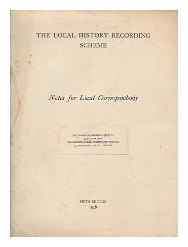 LOCAL HISTORY RECORDING SCHEME - Notes for local correspondents