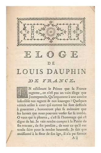 THOMAS M. (ANTOINE LONARD) (1732-1785) - loge de Louis, dauphin de France / par M. Thomas