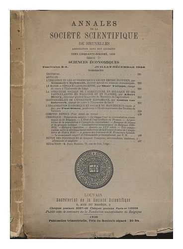 ANNALES DE LA SOCIETE SCIENTIFIQUE DE BRUXELLES - Annales de la societe scientifique de Bruxelles - sciences economiques